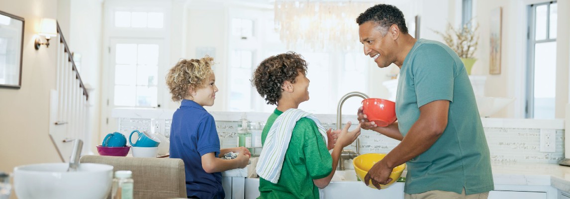 Family enjoying a comfortable kitchen with a Concord ENERGY STAR system